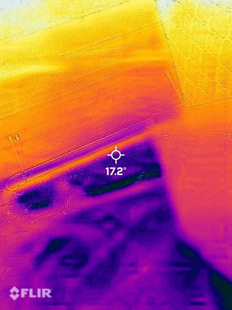 Thermal image of water and fire damage restoration