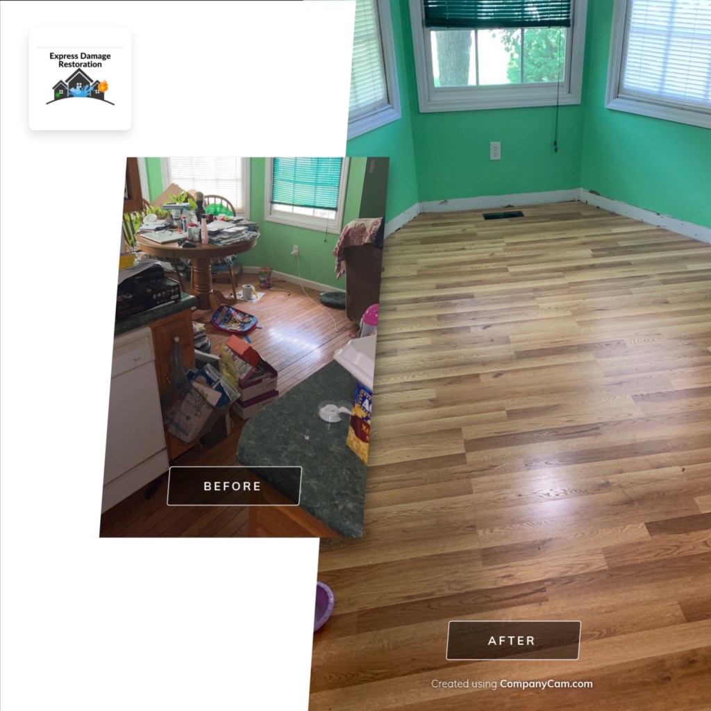 the before and after pictures of a house's wood floor